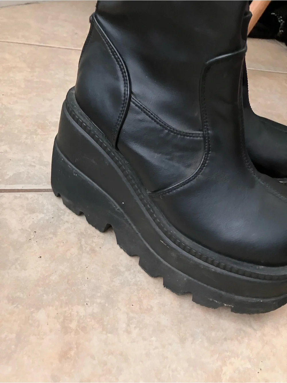 Black Demonia Platform Knee-High Boots - Shaker 65